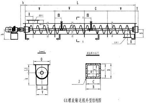 GX型螺旋輸送機尺寸